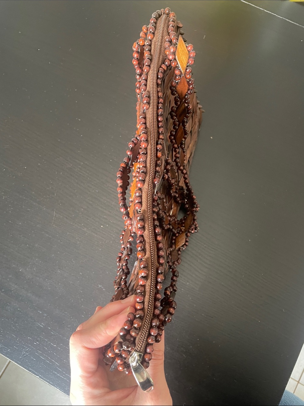 Handmade Wooden beaded purse - Picture 3 of 10